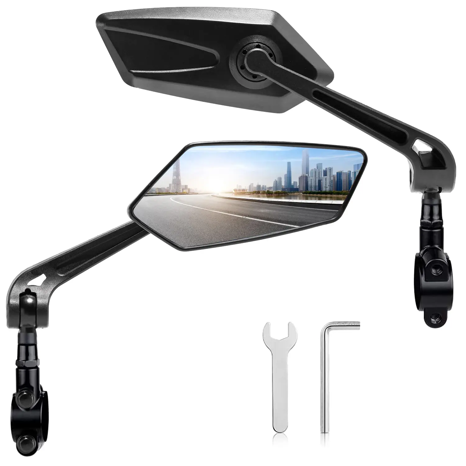 2 Pack Universal Bike Rear View Mirrors, 360° Rotatable HD Wide Vision Handlebar Side Mirror, Adjustable Safety Cycling Mirror for Mountain Bike, Road Bike, E-Bike, Electric Scooter