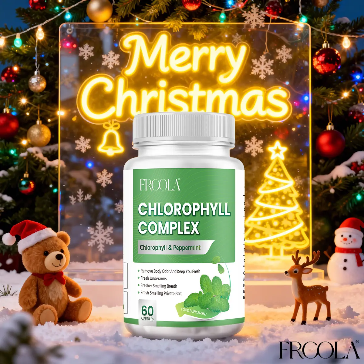 Frcola Women's Chlorophyll Detox Dietary Capsules - Natural Botanical Supplement for Body Cleanse, Energy Boost