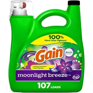 Gain Liquid Laundry Detergent, Moonlight Breeze Scent, 154 fl oz, 107 Loads