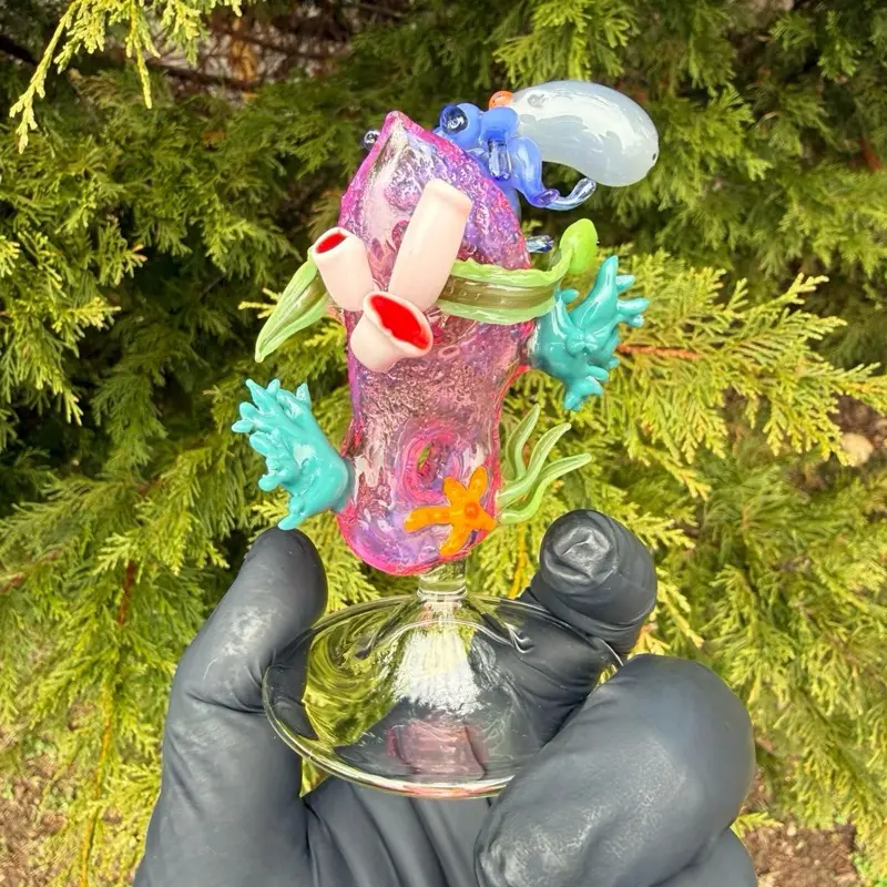 Handmade Borosilicate Glass Coral Reef Sculpture, Home Decor Accent, Nature-Inspired Gift for Home Supplies Display