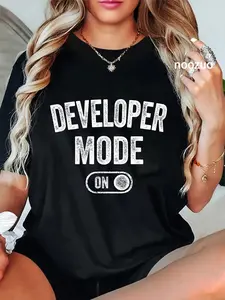 100% Cotton Developer Mode On Funny Code Writer Gift Programmer Engineer T-Shirt