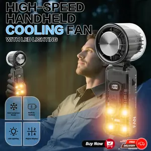 Mini Portable Fan | Pocket Hurricane Fan | Turbo Boost Output | Adjustable Speed ​​| Digital Display | Perfect for: Office, Library, Camping, Sports, Kitchen Aid