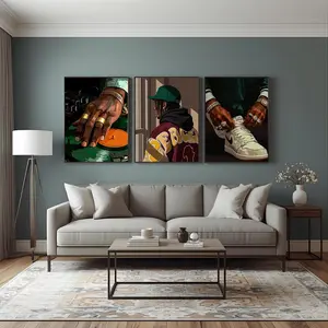 3-Piece Urban Street Style Glossy Unframed Print Set - Sneaker Head, DJ, Portrait Designs, Room Decor, Collectible Gift for Entertainment Enthusiasts