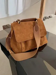 Retro Brown Suede Shoulder Crossbody Bag women's Large-Capacity Messenger Bag Everyday Casual Purse for Women, Suitable for Commuting, Shopping, Outing, Go to School