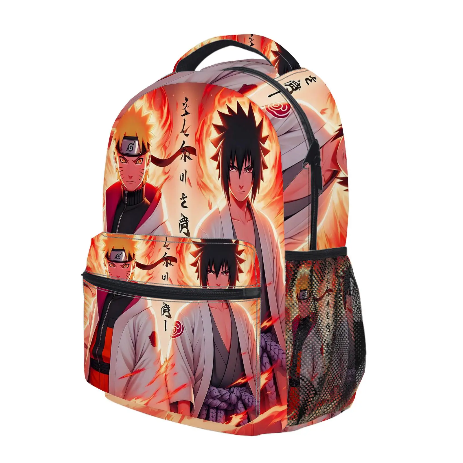 Sasuke Y2K Fashion School Backpack for Teen Girls, Cute Cartoon Aesthetic Student Bookbag with Padded Shoulder Straps, Large Capacity Casual Daypack and Travel Bag for Kids L-138
