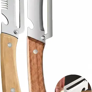 Multi-Functional Kitchen Peeler, Peel and Slice Dual Use, Vegetable Cutter, Stainless Steel Blade with Wooden Handle, 2-Piece Set, Versatile Kitchen Tool
