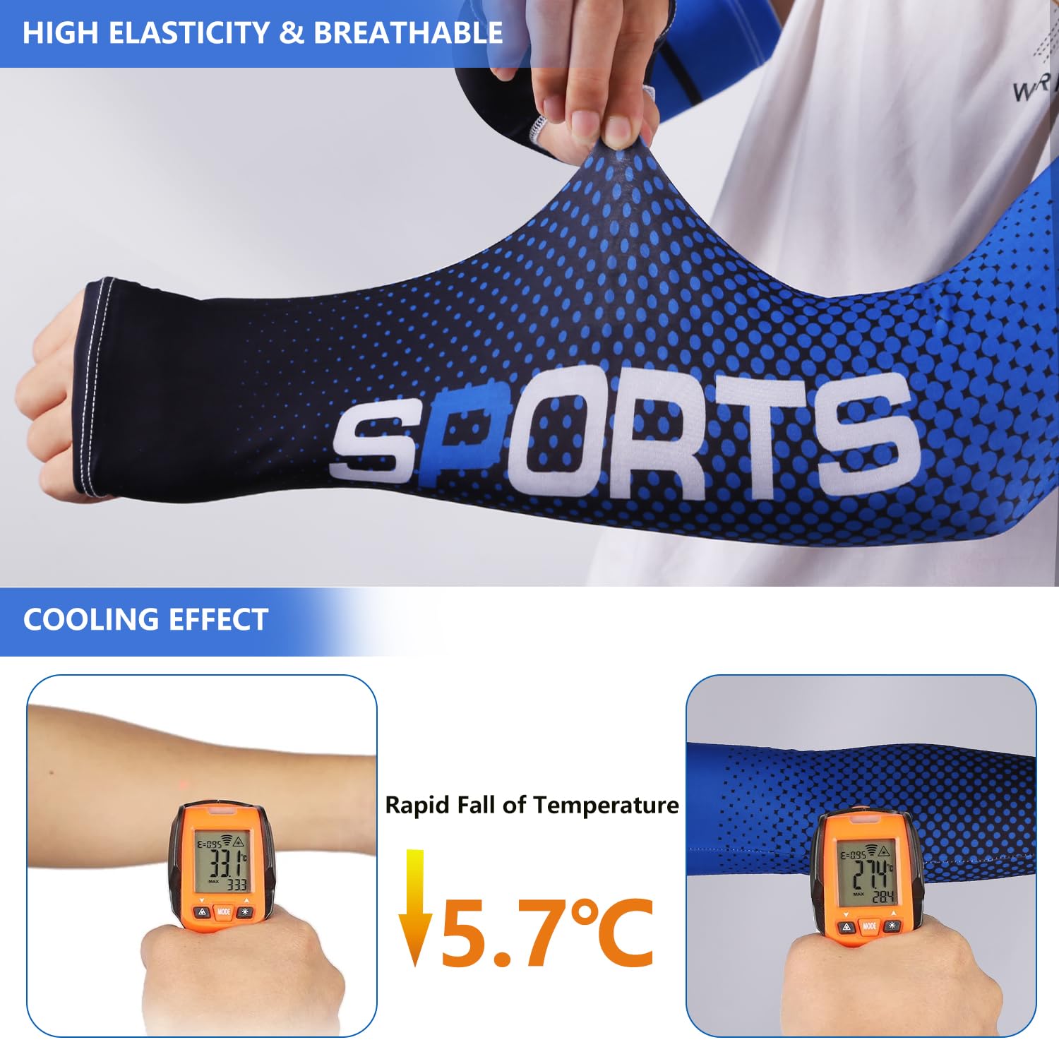 5 Pairs UV Protection Cooling Arm Sleeves for Men & Women UPF 50 Cooling Sports Sleeve Compression Sun Sleeves for Men Women Youth, Tattoo Cover Up