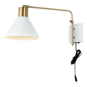 JONATHAN Y Max 20.5" Swing Arm Modern Midcentury Iron USB Charging Port LED Sconce