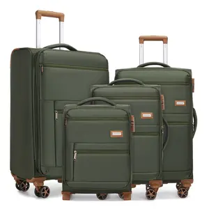 Luggage Sets 4 Piece, Softsied Suitcases with Spinner Wheels, Army Green