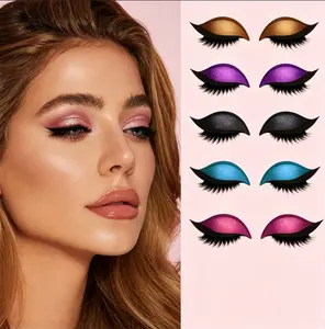 Lazy Eye Shadow Eyelash Stickers Self-Adhesive Color Eyeliner & False Eyelashes Makeup Stickers Reusable Eye Makeup Template Women's Beauty Enhancement Eyebrow Stickers Set A & B Options