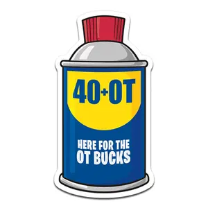 40 Hrs Plus OT Adhesive Vinyl Decal, Blue Collar Worker Vinyl Sticker for Paid Overtime Helmet, Hard Hat, Tools, Laptop Q8L, Vinyl Stickers