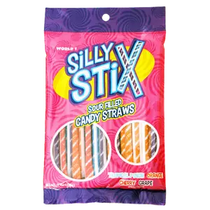 WORLD’S Silly Stix Sour Filled Candy Straws – Assorted Fruity Flavors, 2.75 oz Bag (1, 3 & 12 Packs)