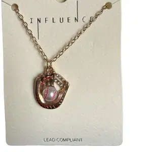 Influence Baseball Glove Pendant Necklace Lead Compliant Gold Tone Chain Charm Jewelry