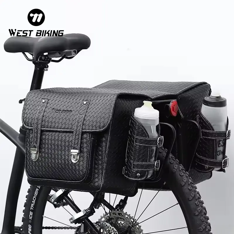 WEST BIKING 20L Large Capacity Zipper Double Pack Bike Pannier Bag Travel Easy to Install Waterproof Bicycle Pannier Bag Bike Accessories
