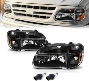 AmeriLite for 1995-2001 Ford Explorer Black OE Replacement Headlights w/Corner Parking Turn Signal Lamp Set - Passenger and Driver Side