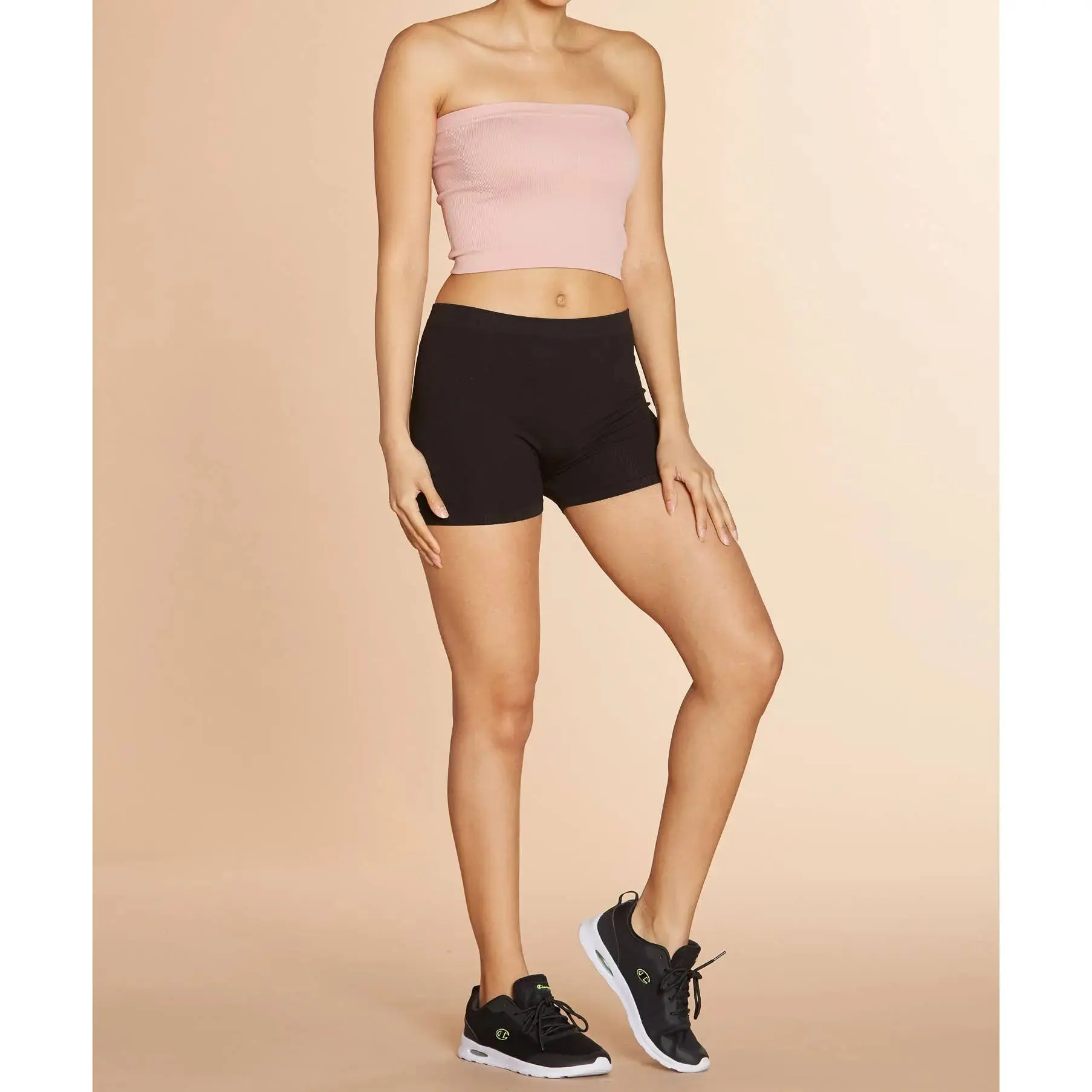 Super Stretch Seamless Ribbed Shorts for Body Enhancement - Black