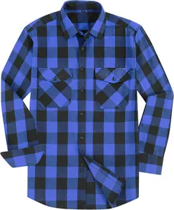 Flannel Shirt for Men Buffalo Plaid Long Sleeve Button Down Casual Jacket