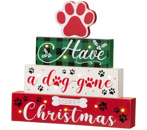 Glitzhome Dog Lovers Delight 12" LED Lighted Ch ristmas Blocks