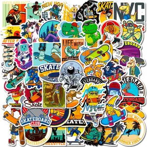 50 cool skateboard stickers, personalized cartoon stickers for balance bikes, scooters, luggage, guitars, and cars