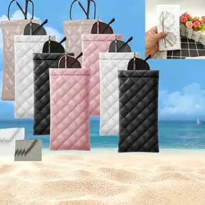 8PCS Portable Sunglass Organizer Pouch Bags, Squeeze Top Sunglass Pouch, Soft PU Leather Glasses, with 8 Cleaning Cloths