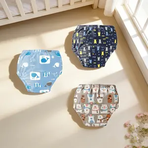 3pcs Baby Training Pants, Reusable Night Diaper Pants, Simple Animal Pattern, Suitable for All Seasons, Cleanable and Washable
