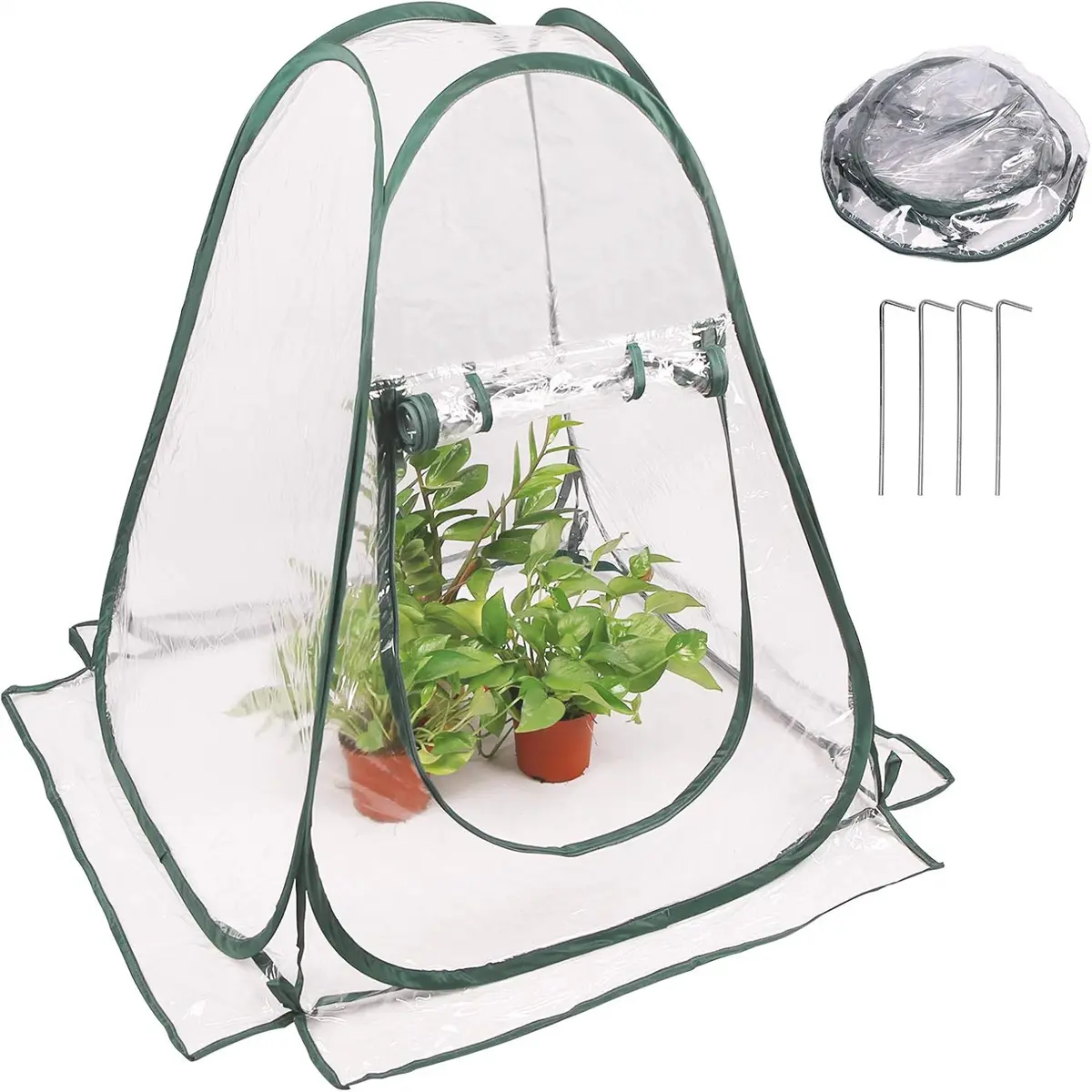 Pop up Greenhouse Cover, Transparent PVC Mini Small Grow Plant House Tent, Gardening Flowerpot Warm Room Backyard Flower Shelter for Indoor Outdoor (27"x27"x31")