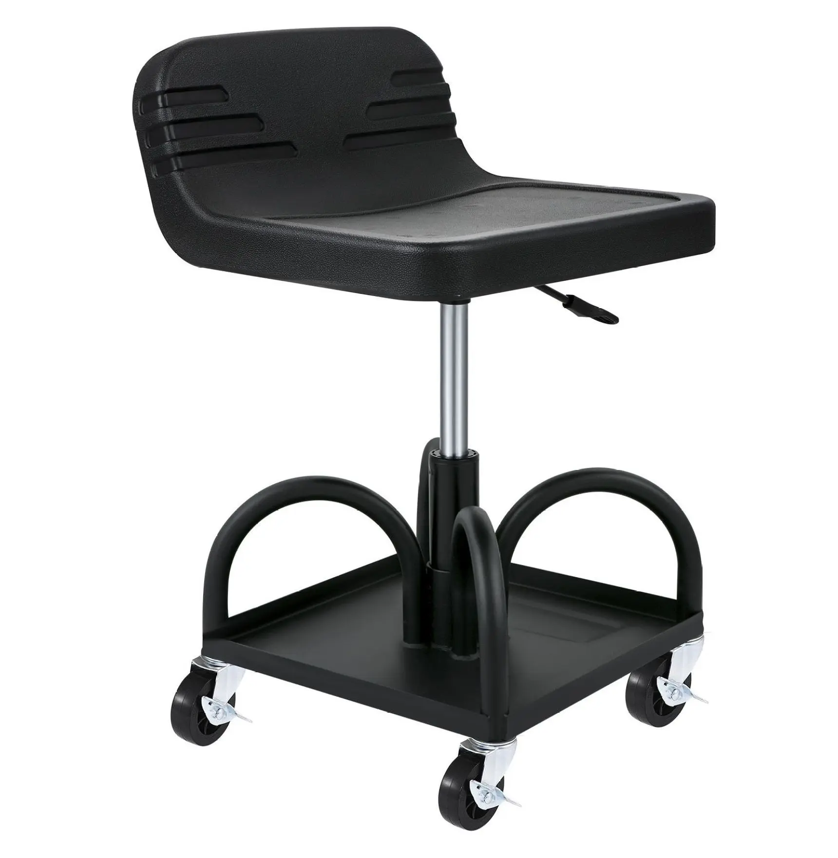 Rolling Garage Stool 300LBS, Adjustable Height Mechanic Seat 15.7-20.5 inch, 360 Swivel Wheels with Tool Tray, for Auto Repair Shop & Workshop - Black Default