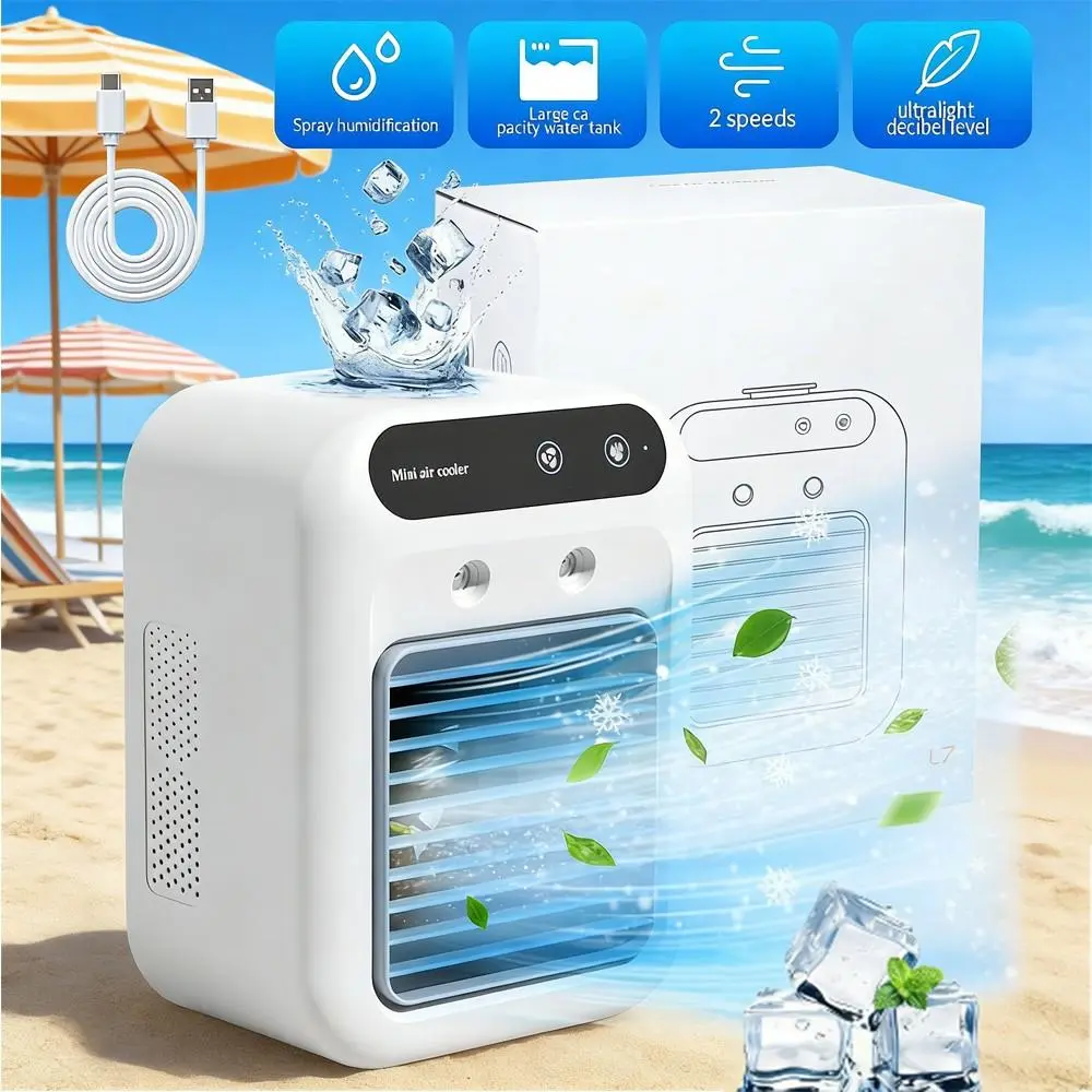 【BackToSchool】2026 NEW Portable Air Cooler 3-in-1 Cooling Fan with 2 Speed Mist Fan, Mini Air Cooler Fan for Bedroom Office Travel, USB-rechargeable