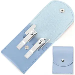 Aesthetic 4Pcs Pastel Manicure Set with Leather Pouch  Portable Heavy Duty Nail Clippers & Grooming Kit for Travel & Daily Care