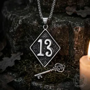 GTHIC Retro Letter 13 Stainless Steel Pendant Trendy Unisex Accessory Suitable for Men and Women Everyday Style