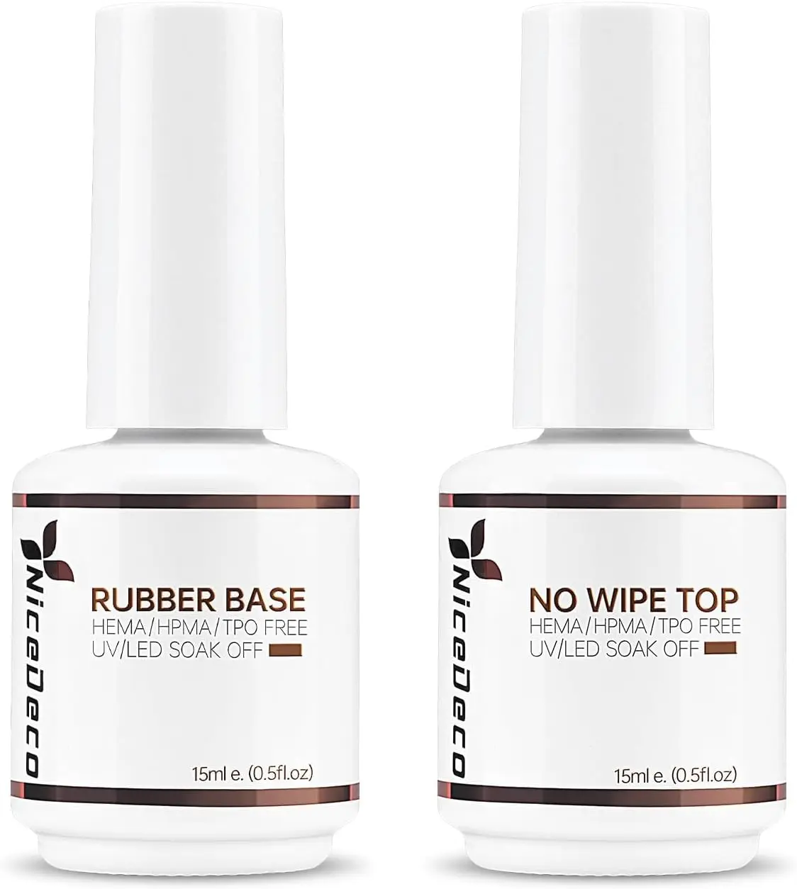 Nicedeco Clear Rubber Base Gel Polish and No Wipe Gel Top Coat Nicedeco Clear Rubber Base Gel Polish and No Wipe Gel Top Coat