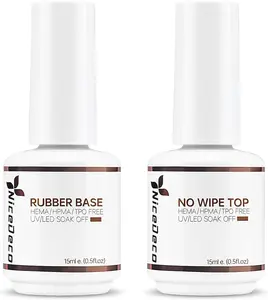 Nicedeco Clear Rubber Base Gel Polish and No Wipe Gel Top Coat Nicedeco Clear Rubber Base Gel Polish and No Wipe Gel Top Coat
