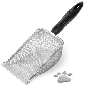 Sturdy Stainless Steel Mesh Cat Litter Scoop - Corner Shovel for Easy Cleaning of Reptile Terrarium Sand & Waste, Multi-Use Beach Shovel