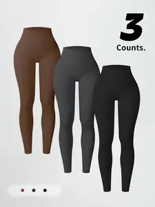 Women's High-Waisted Ribbed Sporty Leggings, Quick-Dry Yoga Pants, Fall Season Fitness Wear, Comfortable Tight-Fit Design, Skinny Yoga Bottoms