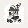 Happy & Polly 3-in-1 Foldable Puppy Stroller with Detachable Animal Carrier - 360° Swivel Front Wheels, Breathable Mesh Panels, Adjustable Sun Protection, Flat Canopy, 12kg Capacity, Oxford Fabric, Compact, Built-in Car Safety Straps for Easy Travel