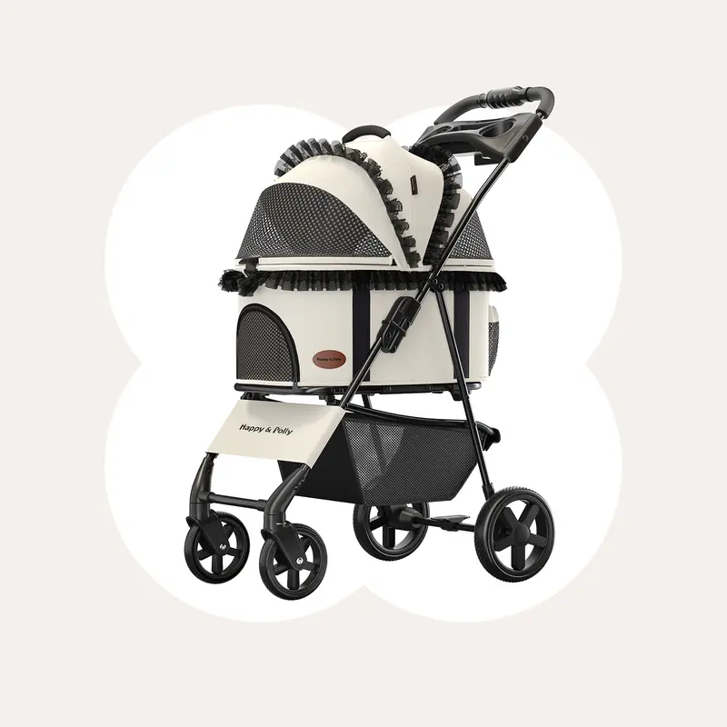 3 wheel dog stroller Giantex Pet Stroller 3-in-1, Folding Dog Stroller Detachable Carrier Car Seat (Black & Gold)