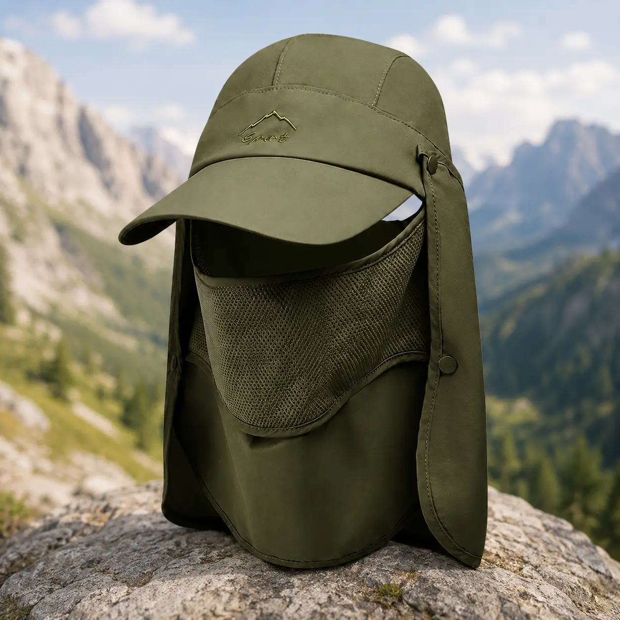 Detachable Sun Protection Hat with Neck Flap & Face Cover, Lightweight Quick Dry Outdoor Fishing Hat for Men Women
