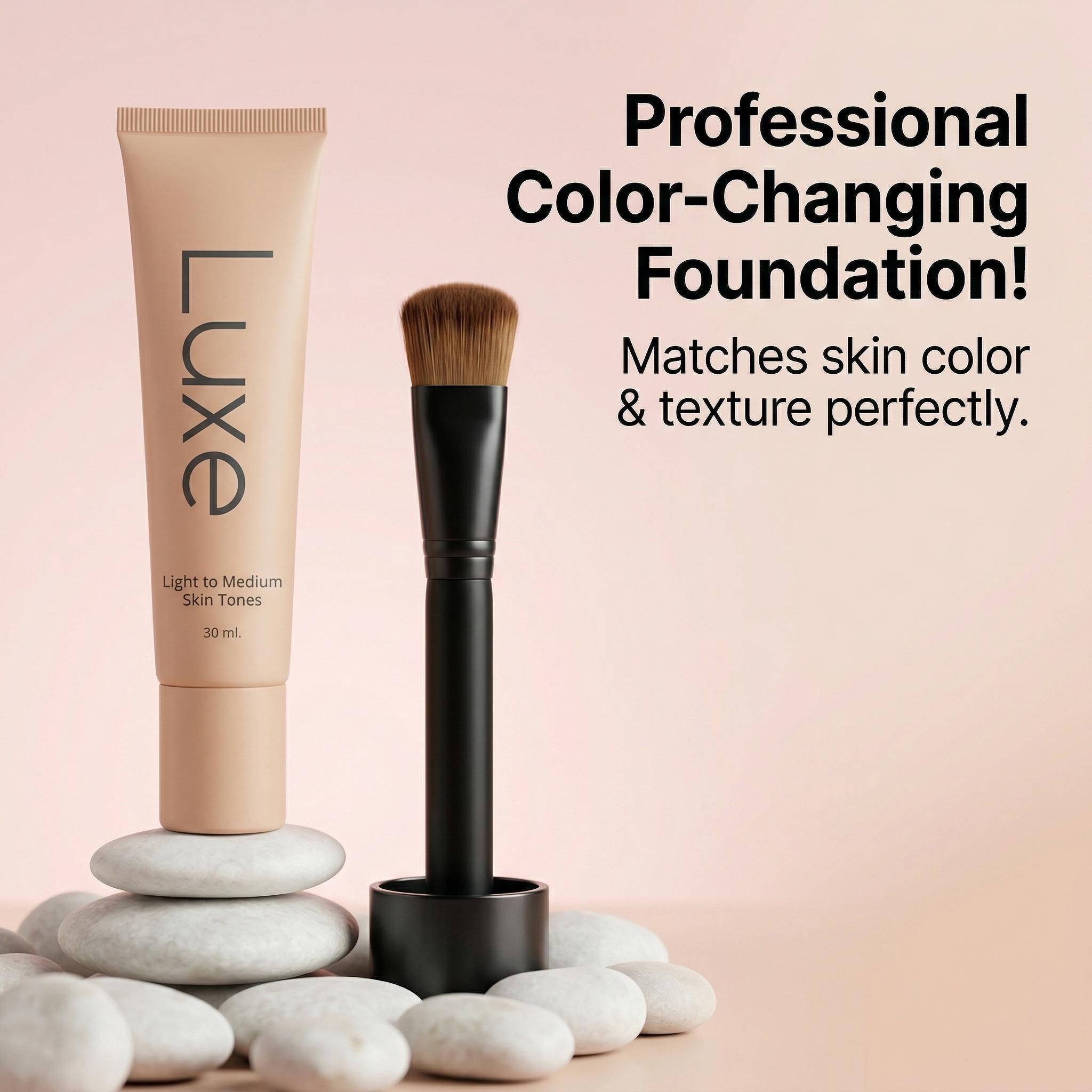 Color Changing Foundation for Women – Instantly Adapts to Your Skin Tone – Buildable Light-to-Medium, Medium Dark-to-Dark, Coverage – 12-Hour Wear – Natural Dewy Finish