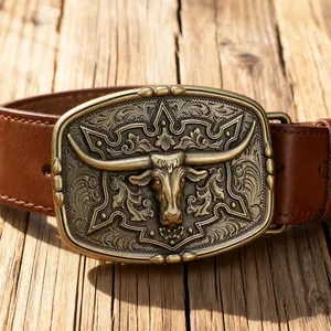 2025 Tiktok fashion Viral Western OX Belt Buckle - Small Bullhead Punk Design Metal Plate for Jeans/Boots, Gothic Adjustable Buckle Set for Men & Women Cowgirl Belt Accessory (Unisex Fashion)