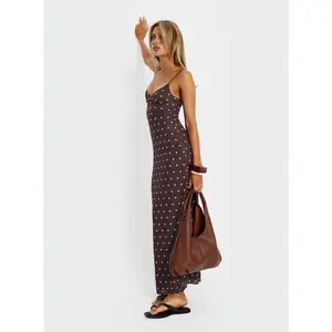 Glass Half Full Mesh Maxi Dress Plum / Pink Polka Dot