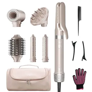 StyleVibe 6-in-1 Multi Hot Air Styler, Salon Blowouts, Defined Curls, Volume Boost & Frizz-Free Straightening, High-Speed Dryer, Auto Wrap Curlers, Hair Straightener, Thermal Brush Blowout Tool , Travel Bag, Ideal Women Gift