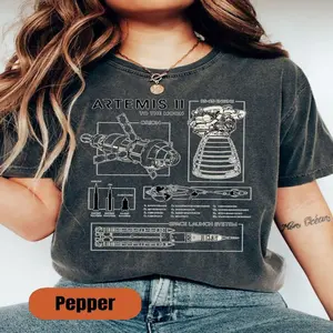 NASA Artemis II SLS Launch T-Shirt Space Moon Mission Tee, Rocket Launch T-Shirt, Future Moon Mission Sweatshirt, Space Exploration. Trendy Graphic Tee for Men & Women, Unisex Casual T-shirt