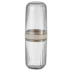 Travel Toothbrush Case 2-in-1 Portable Business Trips Wash Cup Minimalist Large Capacity Toothpaste Container Holder Organizer Toothbrushes Storage Box for Traveling Camping Business Trip