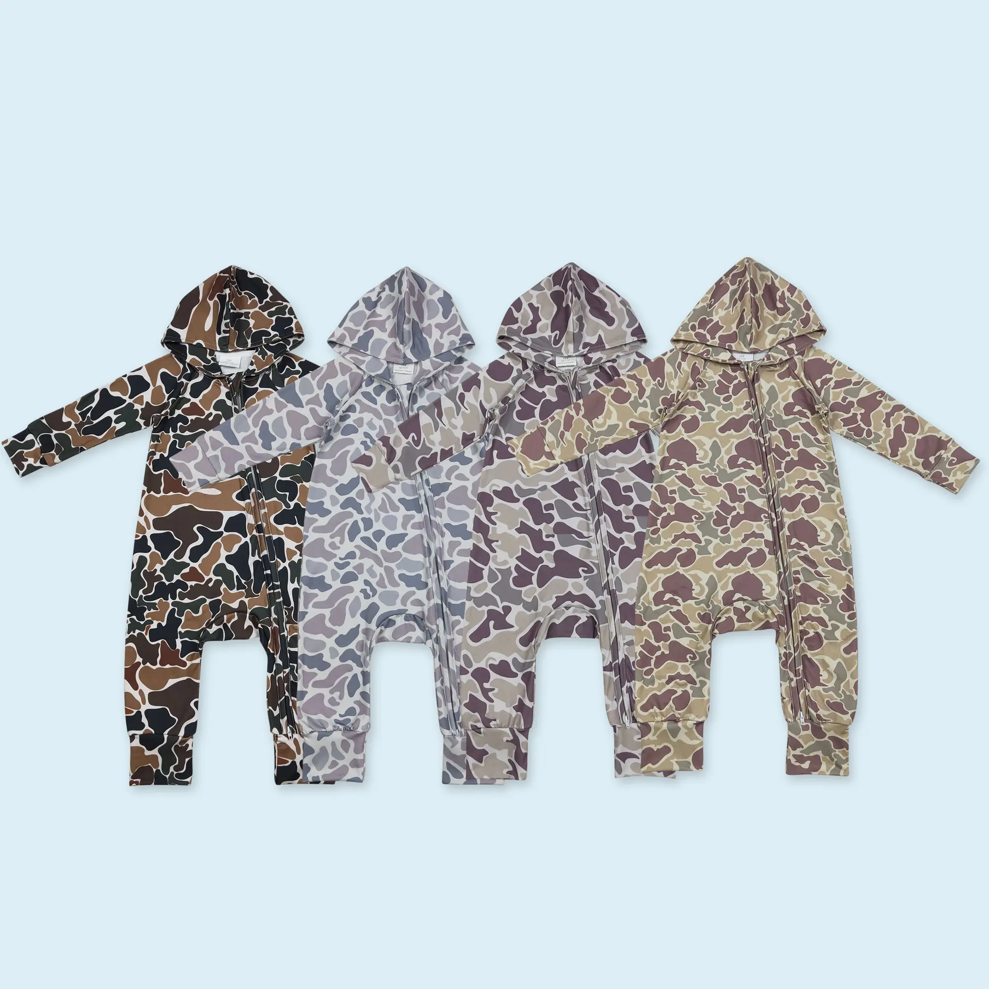 Baby Boy Camouflage Hunting Season Long Sleeve Hoodie Romper