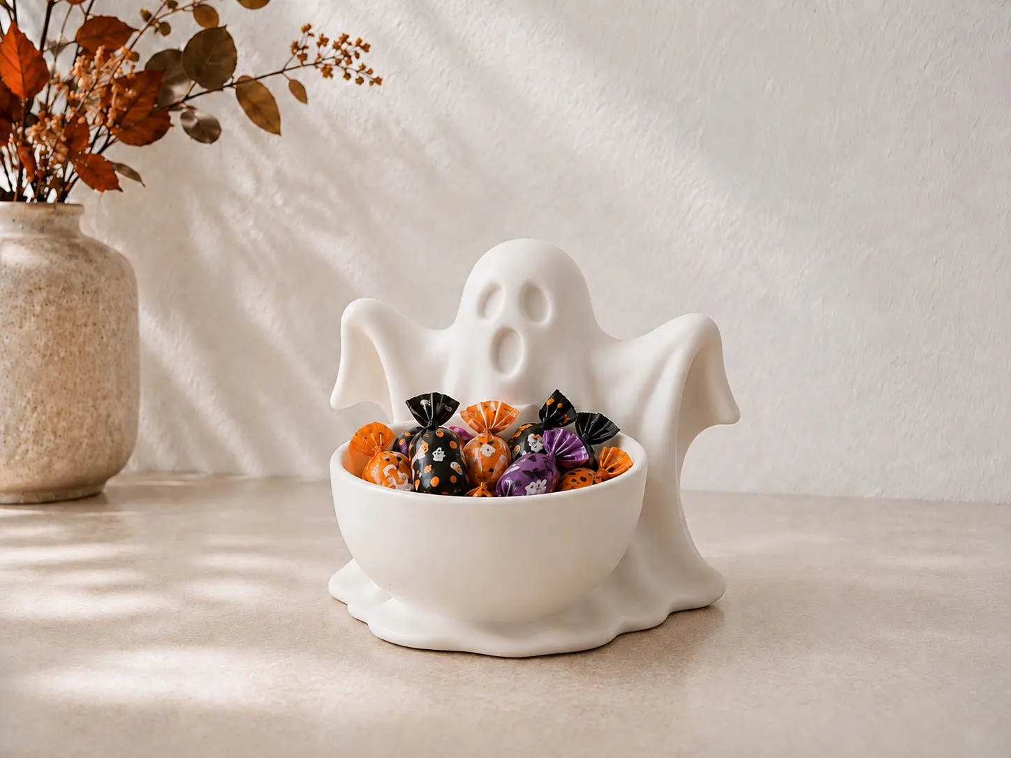 Spooky Ghost Candy Bowl – Halloween Candy Holder & Home Decor