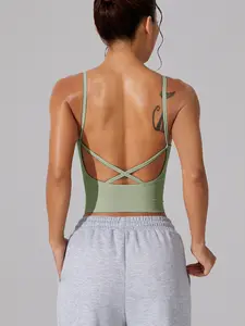 Women's Sporty Seamless High Elasticity V-Neck Low Support Tank Top, Ideal for Outdoor Sports Gym Yoga Training, Fitness Top