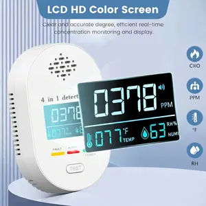 4-in-1 Smart Home Air & Temperature Monitor Plug-and-Play Design High-Definition Display Ideal for Kitchen Garage RVs Apartments