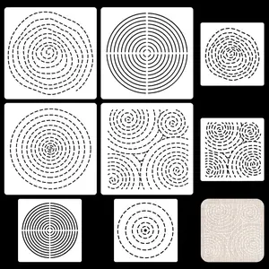 8Pcs Sashiko Stencils Sashiko PET Template Annual Ring Embroidery Template for Hand Quilting Sashiko Patterns Templates Embroidery Stencils 2 Sizes 8.7’‘/5.5’‘