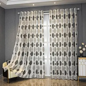 Modern Geometric Pattern Curtain, 1 Pair Top Rod Pocket Door Curtain, Home Decor for Living Room Bedroom Kitchen Balcony Office