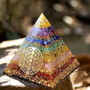 .7-Layer Chakra Flower of Life Orgone Pyramid.